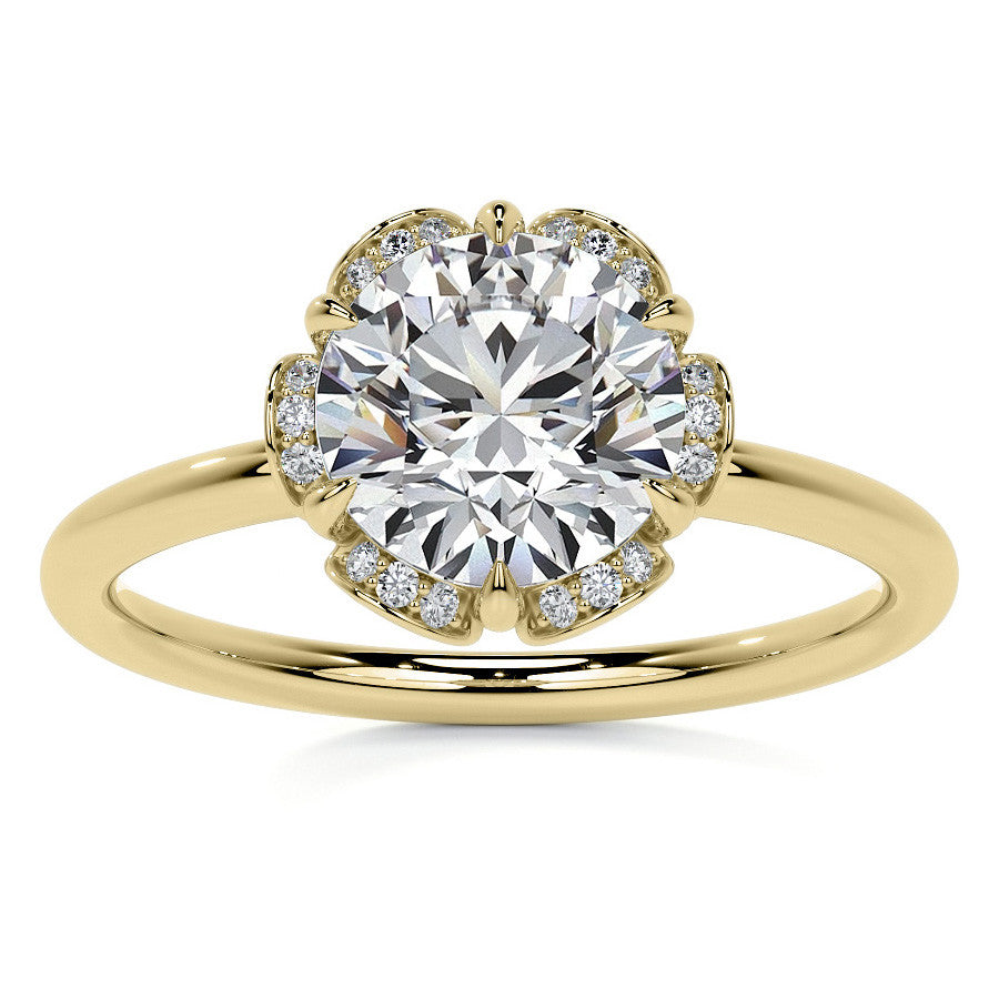 Round Petite Tulip Halo Moissanite Engagement Ring