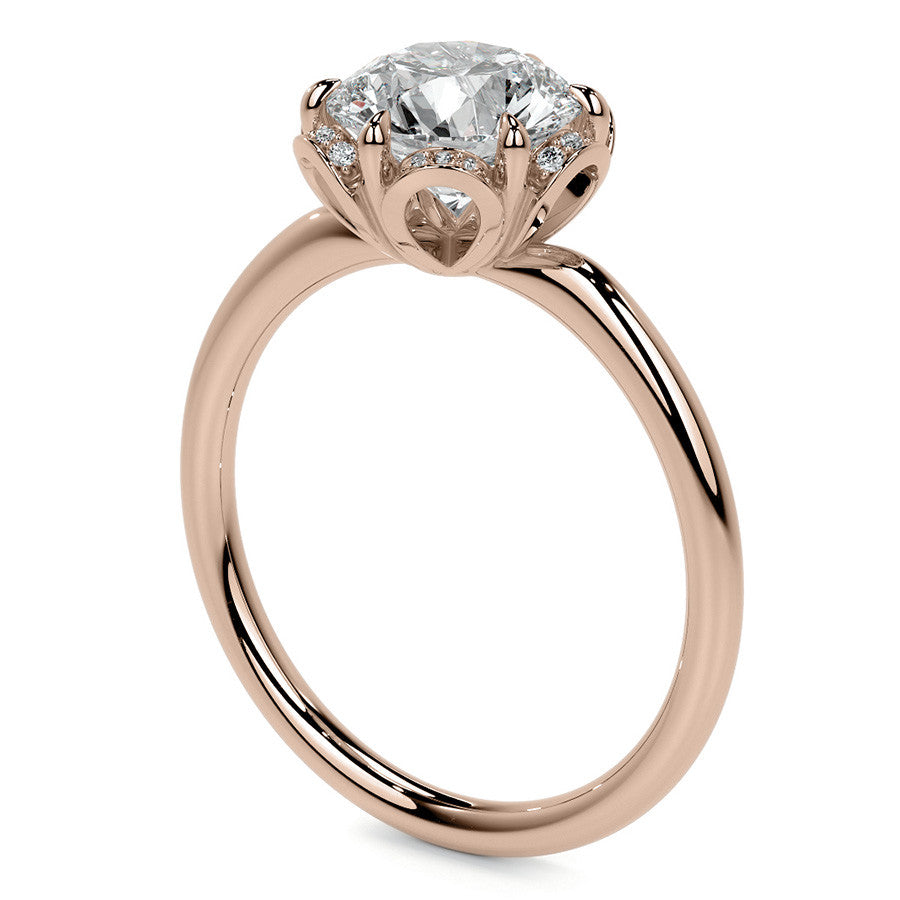 Round Petite Tulip Halo Moissanite Engagement Ring