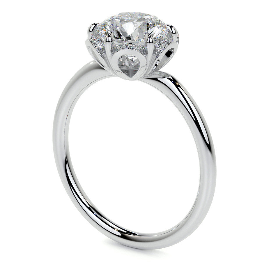 Round Petite Tulip Halo Moissanite Engagement Ring