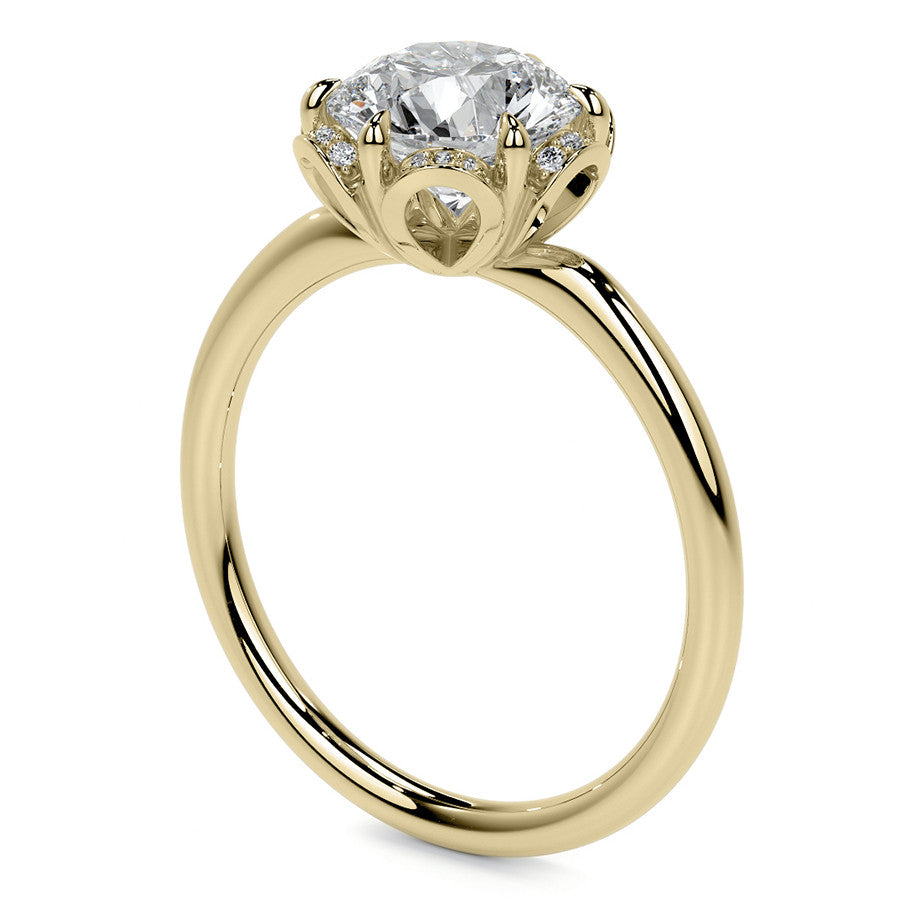 Round Petite Tulip Halo Moissanite Engagement Ring
