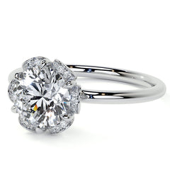 Round Petite Tulip Halo Moissanite Engagement Ring