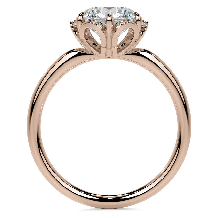 Round Petite Tulip Halo Moissanite Engagement Ring