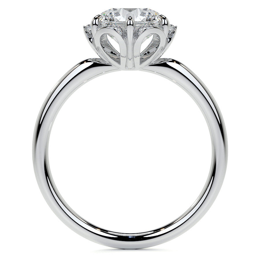 Round Petite Tulip Halo Moissanite Engagement Ring