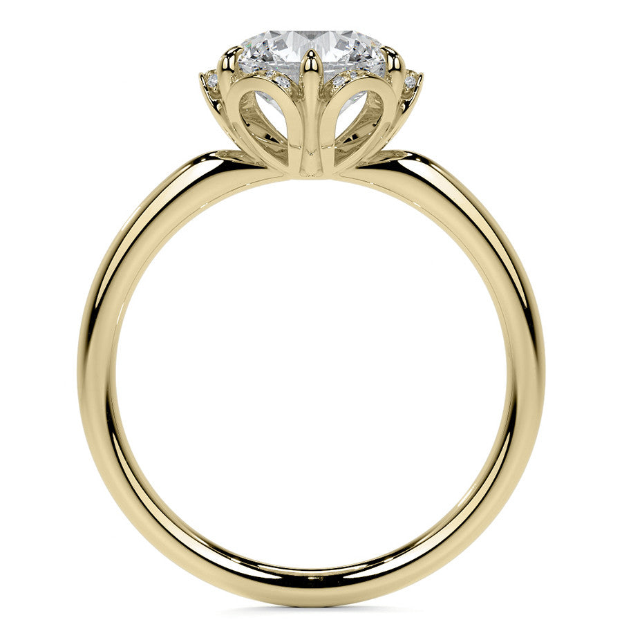 Round Petite Tulip Halo Moissanite Engagement Ring