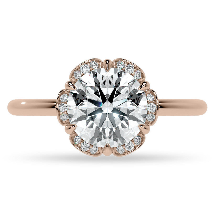 Round Petite Tulip Halo Moissanite Engagement Ring