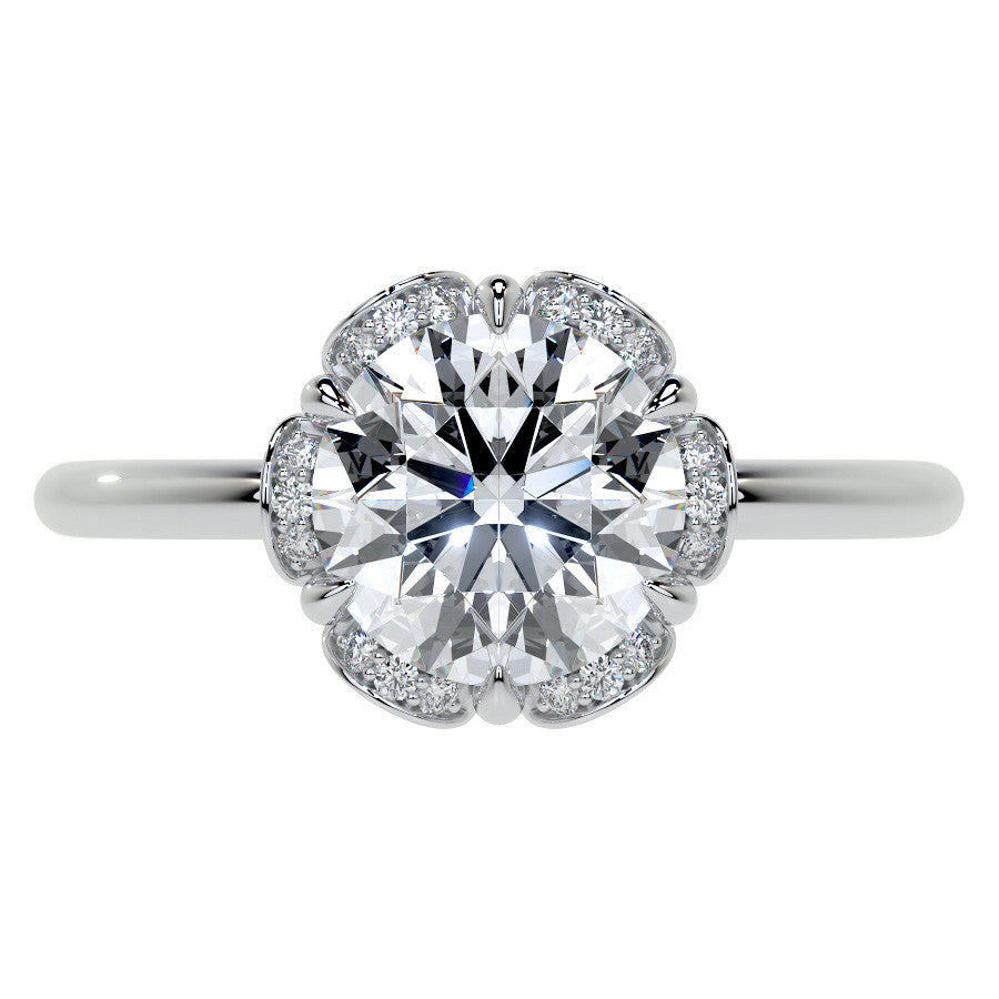 Round Petite Tulip Halo Moissanite Engagement Ring
