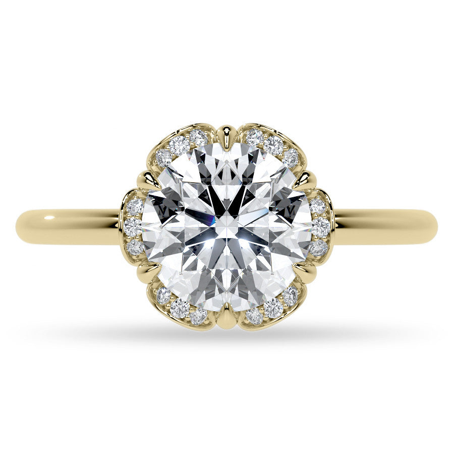 Round Petite Tulip Halo Moissanite Engagement Ring