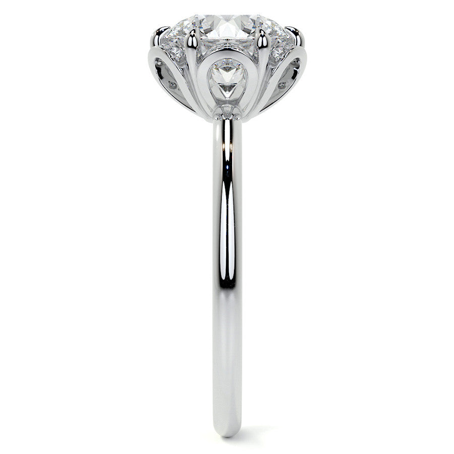 Round Petite Tulip Halo Moissanite Engagement Ring