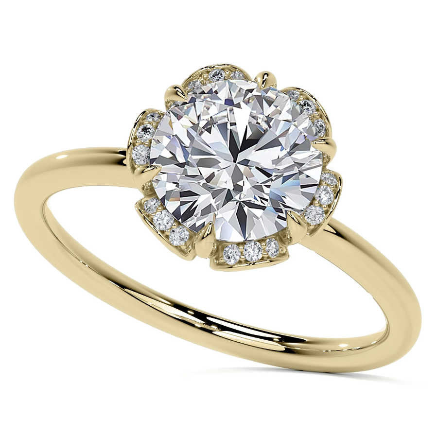 Round Petite Tulip Halo Moissanite Engagement Ring