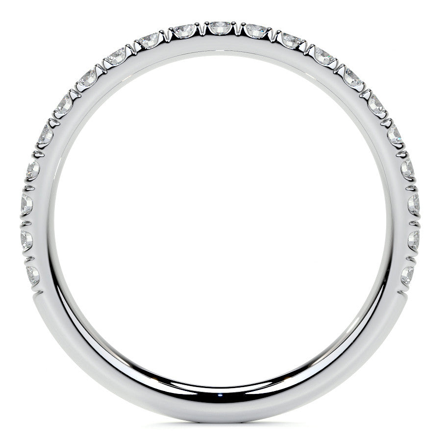 Geometric Halo Round Brilliant Moissanite Cathedral Engagement Ring