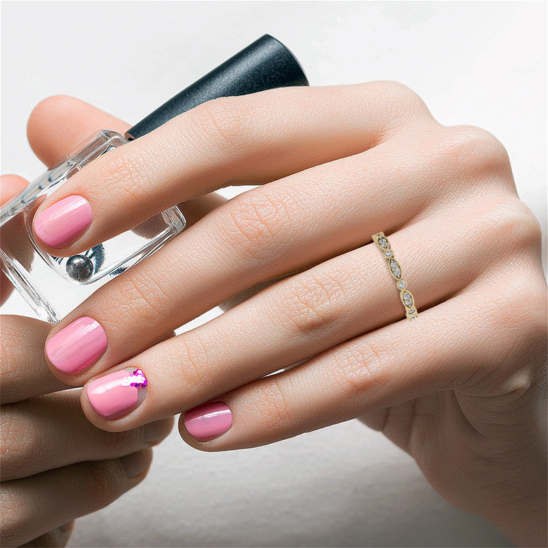 Round Brilliant Moissanite Milgrain Stackable Wedding Band