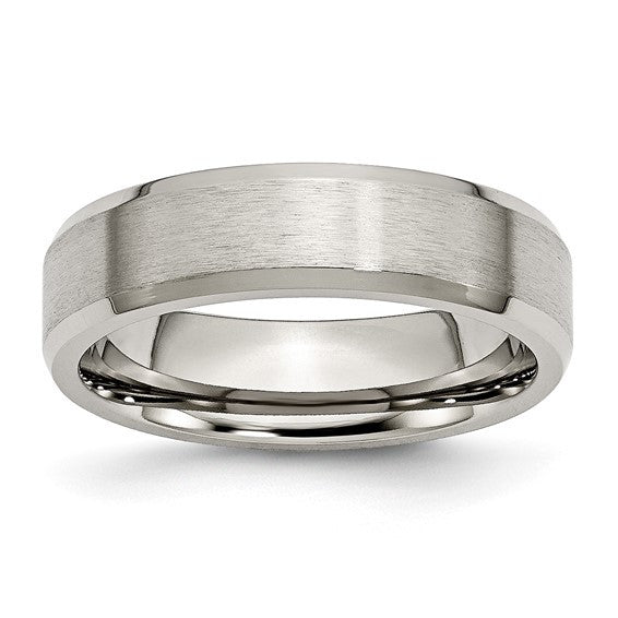 Titanium Brushed and Polished 6mm Beveled Edge Band