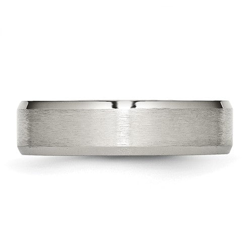 Titanium Brushed and Polished 6mm Beveled Edge Band