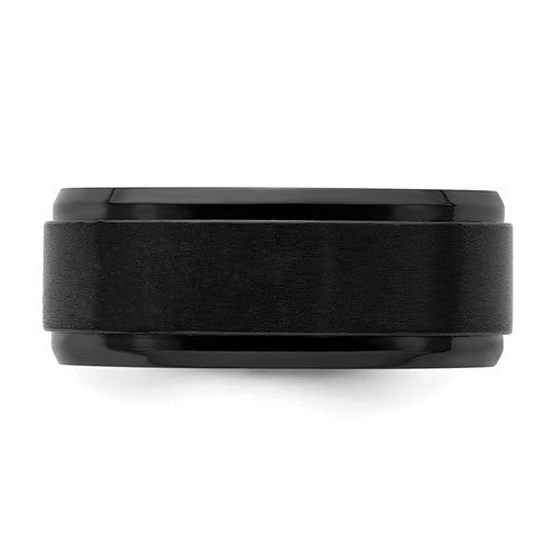 Black Zirconium Polished with Brushed Center 9mm Beveled Edge Ba