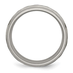 Titanium Polished and Hammered 7mm Grooved Edge Band