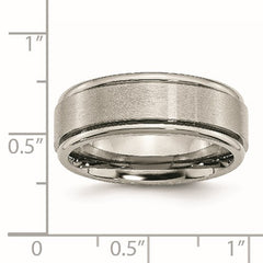 Titanium Brushed Center 8mm Ridged Edge Band