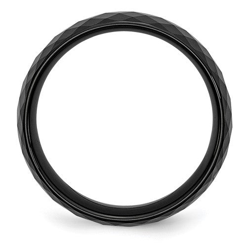 Ceramic Black Faceted 7.5mm Polished Band