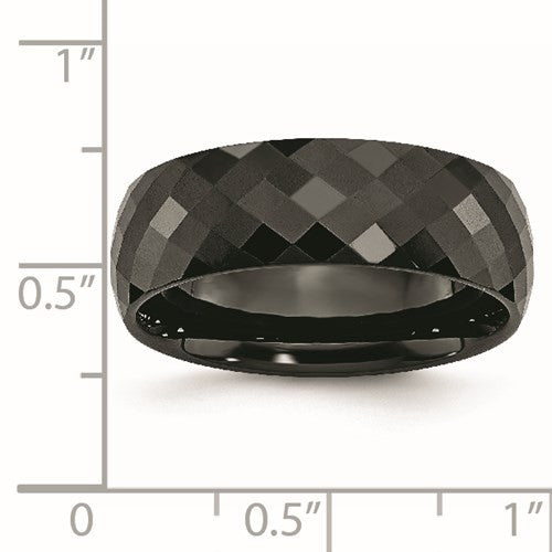 Ceramic Black Faceted 7.5mm Polished Band