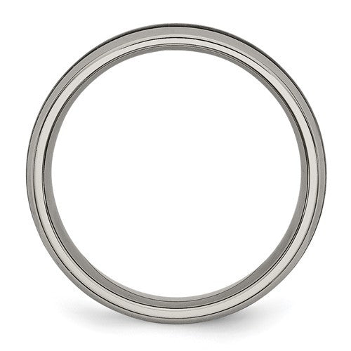 Titanium Polished with Black Carbon Fiber Inlay 6mm Band
