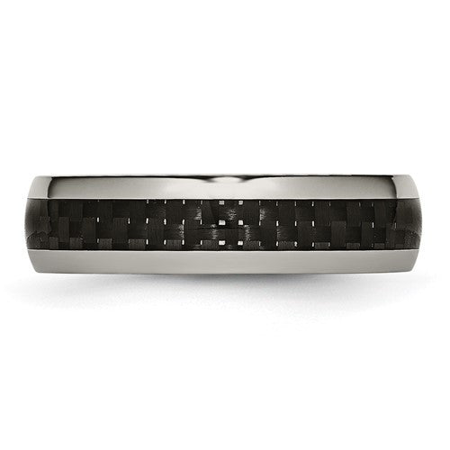 Titanium Polished with Black Carbon Fiber Inlay 6mm Band