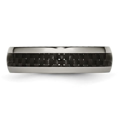 Titanium Polished with Black Carbon Fiber Inlay 6mm Band