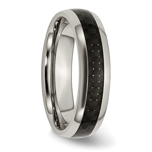 Titanium Polished with Black Carbon Fiber Inlay 6mm Band