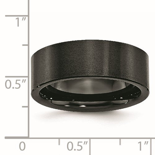 Black Ceramic Flat 8mm Brushed Band