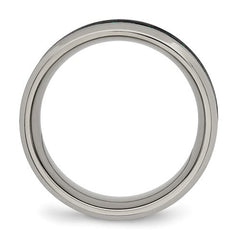 Titanium Polished with Black/Green Carbon Fiber Inlay 8mm Ring