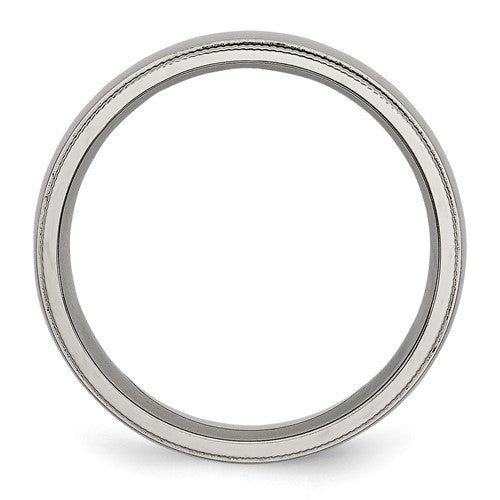 Titanium Polished 6mm Grooved and Beaded Edge Band