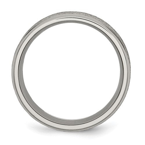 Titanium Brushed Center 8mm Ridged Edge Band