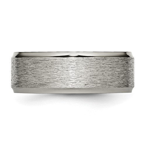 Titanium Brushed Center 8mm Ridged Edge Band