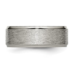 Titanium Brushed Center 8mm Ridged Edge Band