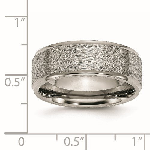 Titanium Brushed Center 8mm Ridged Edge Band