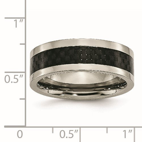 Titanium Polished with Black Carbon Fiber Inlay 8mm Band