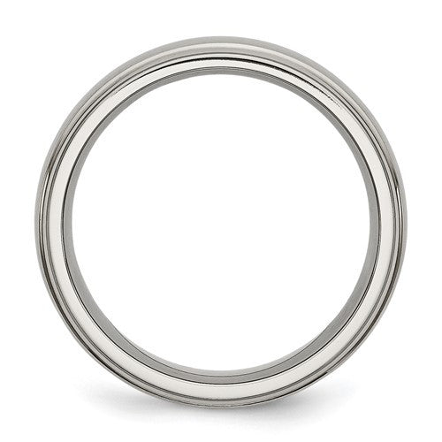 Titanium Brushed Center 7mm Ridged Edge Band