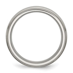 Titanium Brushed Center 7mm Ridged Edge Band