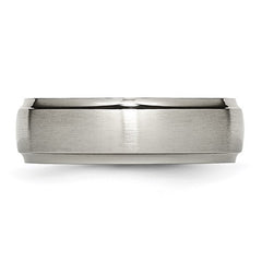 Titanium Brushed Center 7mm Ridged Edge Band