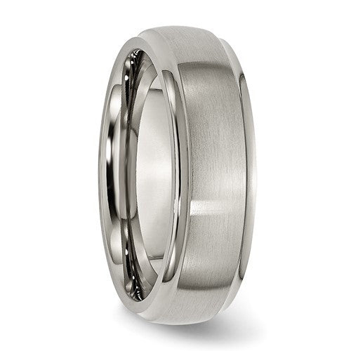 Titanium Brushed Center 7mm Ridged Edge Band