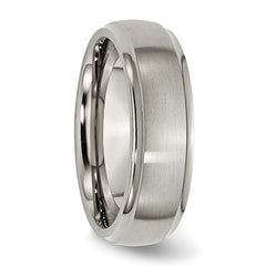 Titanium Brushed Center 7mm Ridged Edge Band