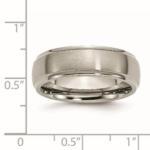 Titanium Brushed Center 7mm Ridged Edge Band