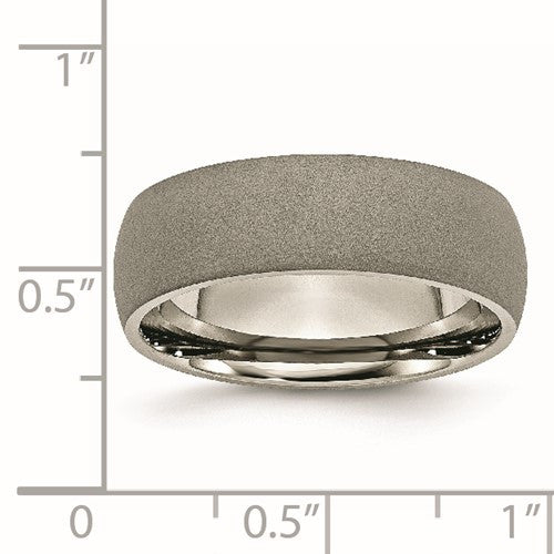 Titanium Stone Finish 7mm Half Round Band