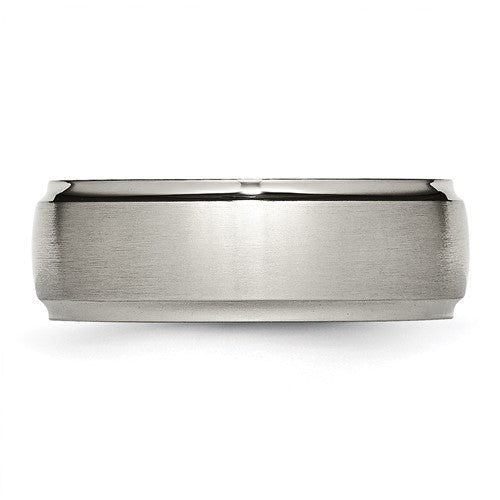 Titanium Brushed Center 8mm Ridged Edge Band