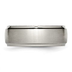 Titanium Brushed Center 8mm Ridged Edge Band