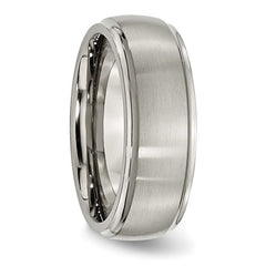 Titanium Brushed Center 8mm Ridged Edge Band