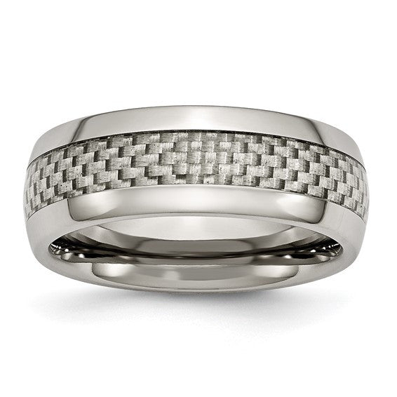 Titanium Polished with Grey Carbon Fiber Inlay 8mm Band