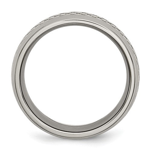 Titanium Polished with Grey Carbon Fiber Inlay 8mm Band