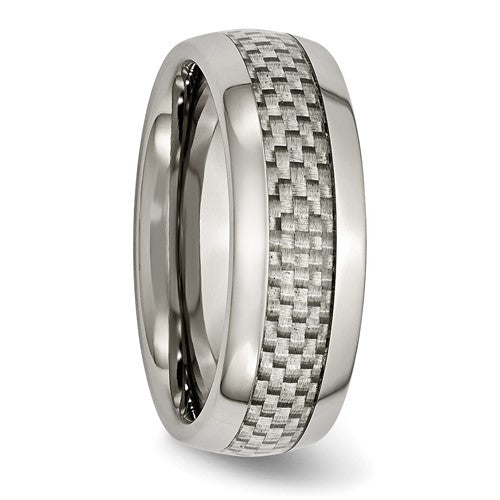 Titanium Polished with Grey Carbon Fiber Inlay 8mm Band
