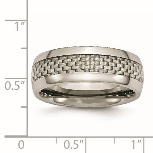 Titanium Polished with Grey Carbon Fiber Inlay 8mm Band
