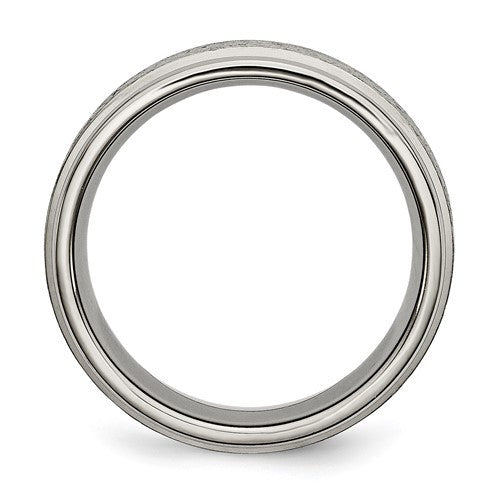 Titanium Brushed Center 8mm Ridged Edge Band