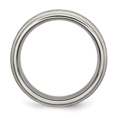 Titanium Brushed Center 8mm Ridged Edge Band